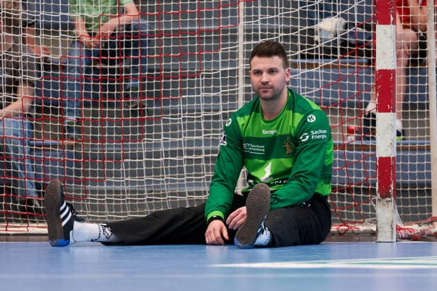 26.04.2026, 29. Spieltag der 2. Handball Bundesliga, TuSEM Essen - HC Elbflorenz 2006. Torwart Marino Mallwitz (HC Elbflorenz 2006). Essen Am Hallo NRW Deutschland xRHR-FOTO DEx Copyright: DennisxEwert RHR-FOTOx RHR-FOTO DE