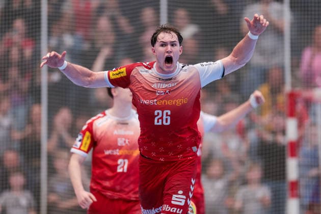 26.04.2026, 29. Spieltag der 2. Handball Bundesliga, TuSEM Essen - HC Elbflorenz 2006. Tom Wolf (TuSEM Essen) schreit. Essen Am Hallo NRW Deutschland xRHR-FOTO DEx Copyright: DennisxEwert RHR-FOTOx RHR-FOTO DE