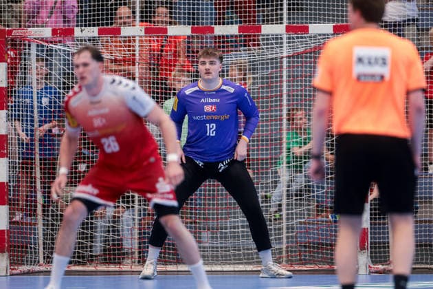 26.04.2026, 29. Spieltag der 2. Handball Bundesliga, TuSEM Essen - HC Elbflorenz 2006. Torwart Finn Knaack (TuSEM Essen). Essen Am Hallo NRW Deutschland xRHR-FOTO DEx Copyright: DennisxEwert RHR-FOTOx RHR-FOTO DE