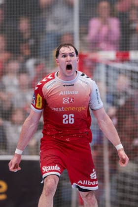 26.04.2026, 29. Spieltag der 2. Handball Bundesliga, TuSEM Essen - HC Elbflorenz 2006. Tom Wolf (TuSEM Essen) schreit. Essen Am Hallo NRW Deutschland xRHR-FOTO DEx Copyright: DennisxEwert RHR-FOTOx RHR-FOTO DE