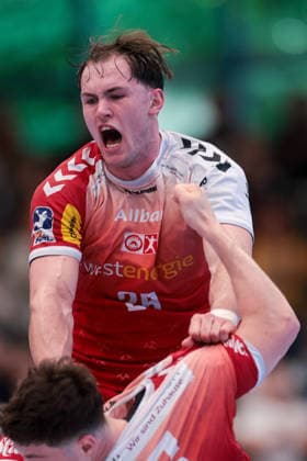 26.04.2026, 29. Spieltag der 2. Handball Bundesliga, TuSEM Essen - HC Elbflorenz 2006. Tom Wolf (TuSEM Essen) jubelt. Essen Am Hallo NRW Deutschland xRHR-FOTO DEx Copyright: DennisxEwert RHR-FOTOx RHR-FOTO DE