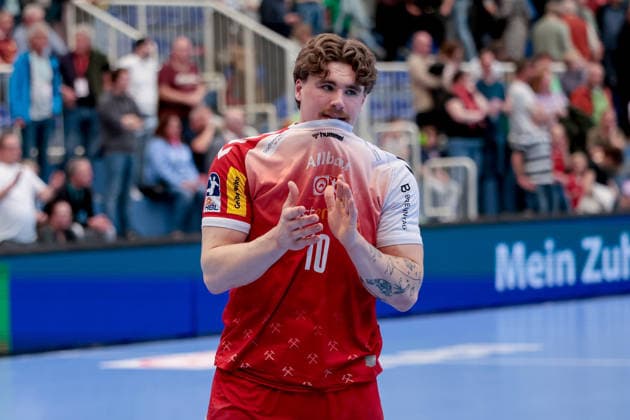 26.04.2026, 29. Spieltag der 2. Handball Bundesliga, TuSEM Essen - HC Elbflorenz 2006. Finn Wolfram (TuSEM Essen) ist enttäuscht. Essen Am Hallo NRW Deutschland xRHR-FOTO DEx Copyright: DennisxEwert RHR-FOTOx RHR-FOTO DE