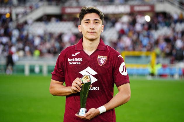Torino s Emirhan Ilkhan Panini player of the match during the Serie A soccer match between Torino Fc and Inter at the Stadio Olimpico Grande Torino in Turin, north west Italy - April 26, 2026. - Soccer  Copyright: xMarcoxAlpozzi LaPressex