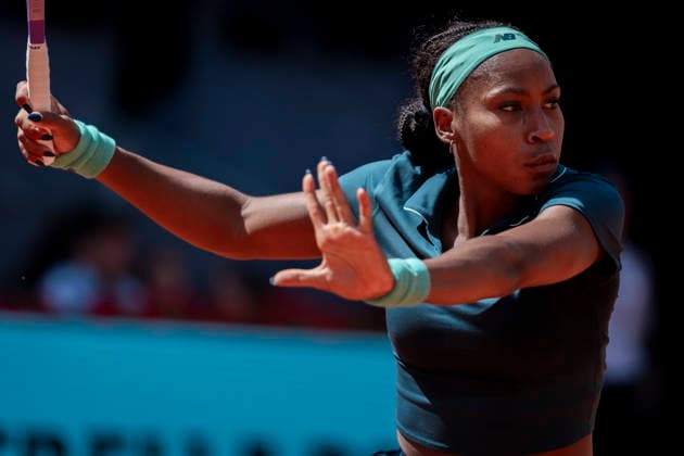 Mutua Madrid Open - Day Seven MADRID, SPAIN - APRIL 26: Coco Gauff of the United States in action against Sorana Cirstea of Romania during the 2026 Mutua Madrid Open Women s Round of 32 match during the Mutua Madrid Open 2026 tournament celebrated at La Caja Magica on April 26, 2026 in Madrid, Spain. Madrid La Caja Magica Madrid Spain Copyright: xAlbertoxGardinx AGardin_20260426_Tennis_Madrid_Day7_0758