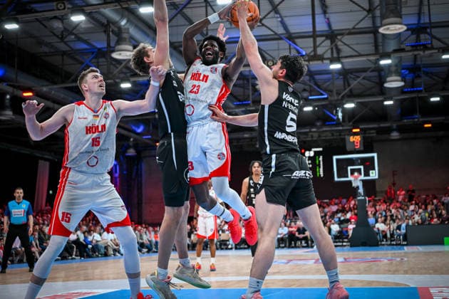 Barmer 2. Basketball Bundesliga ProA: Rheinstars Köln vs. Nürnberg Falcons BC, 26.04.2026 Michael Jordan Miller (RheinStarsKöln 23), Barmer 2. Basketball Bundesliga ProA: Rheinstars Köln vs. Nürnberg Falcons BC am 26.04.2026 in der Motorworld Köln in Koeln (Nordrhein-Westfalen) Copyright: xBEAUTIFULxSPORTS Mueller-Laschetx