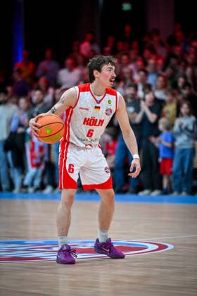 Barmer 2. Basketball Bundesliga ProA: Rheinstars Köln vs. Nürnberg Falcons BC, 26.04.2026 Jasper Günther (RheinStarsKöln 6), Barmer 2. Basketball Bundesliga ProA: Rheinstars Köln vs. Nürnberg Falcons BC am 26.04.2026 in der Motorworld Köln in Koeln (Nordrhein-Westfalen) Copyright: xBEAUTIFULxSPORTS Mueller-Laschetx
