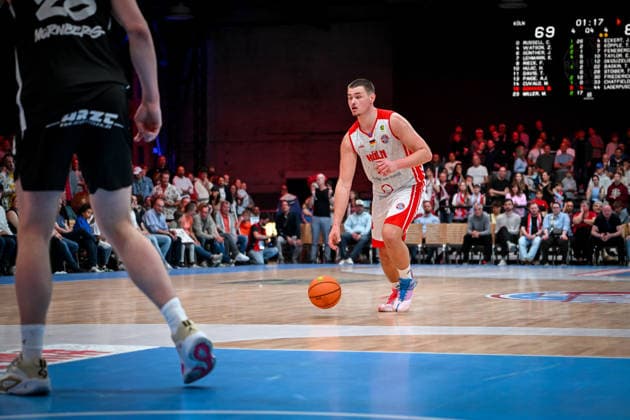 Barmer 2. Basketball Bundesliga ProA: Rheinstars Köln vs. Nürnberg Falcons BC, 26.04.2026 Marko Cuvalo (RheinStarsKöln 14), Barmer 2. Basketball Bundesliga ProA: Rheinstars Köln vs. Nürnberg Falcons BC am 26.04.2026 in der Motorworld Köln in Koeln (Nordrhein-Westfalen) Copyright: xBEAUTIFULxSPORTS Mueller-Laschetx