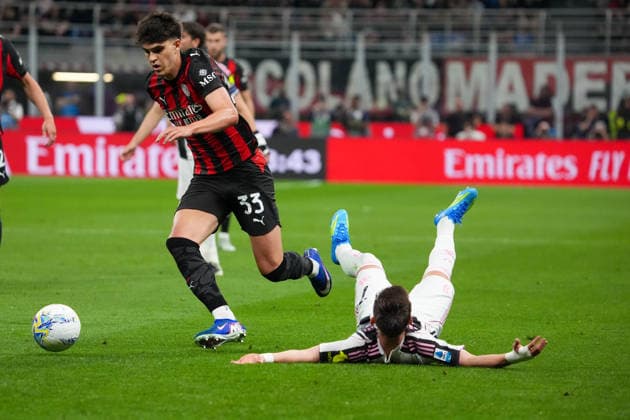 Milan™s Davide Bartesaghi during the Serie A soccer match between Milan and Juventus at the Giuseppe Meazza stadium in Milano, north Italy - April 26, 2026 - Soccer.  Copyright: xAlessioxMorgese LaPressex