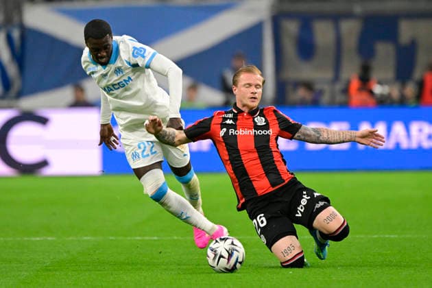 FOOTBALL : Olympique de Marseille VS OGC Nice - Ligue 1 McDonald s - 26 04 2026 Melvin Bard (OGC Nice) - Ligue 1 McDonald s match between Olympique de Marseille and OGC Nice on April 26, 2026 at the Orange Velodrome Stadium in Marseille. MarseilleFrance  Copyright: xWilliamxCannarellax