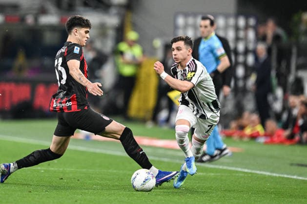 Francisco Conceicao of FC Juventus in action during the Italian Serie A football match between Inter AC Milan and FC Juventus on 26 of April 2026 at Giuseppe Meazza San Siro Siro stadium in Milan, Italy. Credit: Tiziano Ballabio  Copyright: xTizianoxBallabio IPAxSportx xipa-agency.netx xx IPA_74256684 IPA_Agency_IPA74256684