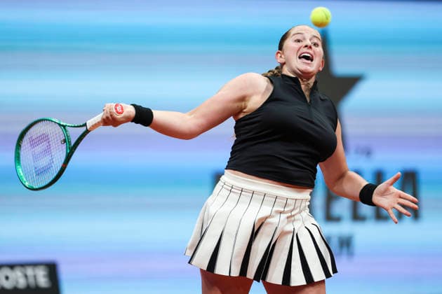 April 26, 2026, Madrid, Madrid, Spain: Jelena Ostapenko of Latvia plays against Anastasia Potapova of Austria during the Mutua Madrid Open 2026, ATP, Tennis Herren Masters 1000 and WTA, Tennis Damen 1000, at La Caja Magica on April 26, 2026 in Madrid, Spain. Mutua Madrid Open 2026 - Day 7 - ZUMAa181 20260426_zaa_a181_699 Copyright: xIrinaxR.xHipolitox