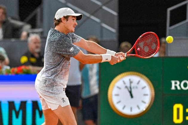 April 26, 2026, Madrid, Madrid, Spain: JOAO FONSECA of Brazil during the Mutua Madrid Open 2026, ATP, Tennis Herren Masters 1000 and WTA, Tennis Damen 1000 tennis tournament, celebrated at Caja Magica on April 26, 2026 in Madrid, Spain. Mutua Madrid Open 2026 - Day 7 (04.26.26) - ZUMAc312 20260426_zsp_c312_273 Copyright: xOscarxManuelxSanchezx
