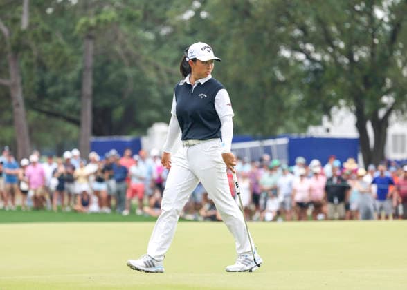 HOUSTON, TX - APRIL 26: Ruoning Yin (CHN) is on 9 green during the final round of The Chevron Championship on April 26, 2026 at Memorial Park Golf Course in Houston, Texas. (Photo by Leslie Plaza Johnson Icon Sportswire) GOLF: APR 26 LPGA, Golf Damen The Chevron Championship EDITORIAL USE ONLY Icon260426052