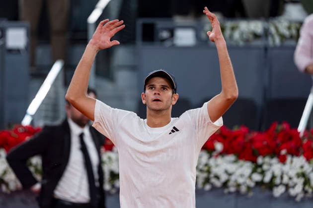 Mutua Madrid Open - Day Seven MADRID, SPAIN - APRIL 26: Rafael Jodar of Spain celebrates the victory against Joao Fonseca of Brazil during the Men s Singles Round of 32 match during the Mutua Madrid Open 2026 tournament celebrated at La Caja Magica on April 26, 2026 in Madrid, Spain. Madrid La Caja Magica Madrid Spain Copyright: xAlbertoxGardinx AGardin_20260426_Tennis_Madrid_Day7_1251