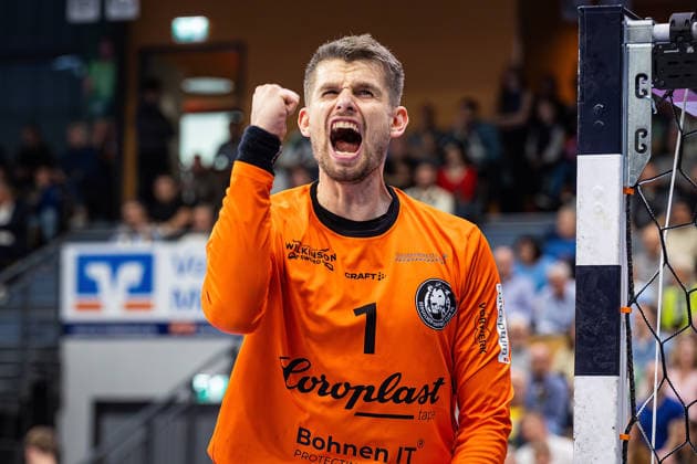 26.04.2026, xovx, Handball Daikin Handball Bundesliga, HSG Wetzlar - Bergischer HC Jubel bei Christopher Rudeck (Bergischer HC) Wetzlar Buderus-Arena Hessen Deutschland (DE)