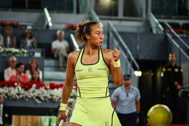 Mutua Madrid Open 2026 - Day 7 Qinwen Zheng of China competes against Elena Rybakina of Kazakhstan during their Women s Singles match on Day Seven of the Mutua Madrid Open at La Caja Magica on April 26, 2026, in Madrid, Spain. Madrid Madrid Spain  Copyright: xMiguelxReisx originalFilename:reis-notitle260426_nplUO.jpg