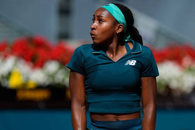April 26, 2026, Madrid, Madrid, Spain: Coco Gauff of USA reacts against Sorana Cirstea of Romania during the Mutua Madrid Open 2026, ATP, Tennis Herren Masters 1000 and WTA, Tennis Damen 1000, at La Caja Magica on April 26, 2026 in Madrid, Spain. Madrid Spain - ZUMAa181 20260426_zaa_a181_050 Copyright: xDennisxAgyemanx