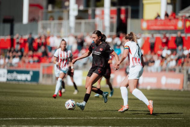 26.04.26, Women, Football, Google Pixel Frauen Bundesliga, Season 2025 2026, Bayer 04 Leverkusen - SC Freiburg, Matchday 23 Loreen Bender ( 19 - Bayer 04 Leverkusen) dribbling Leverkusen Ulrich-Haberland-Stadion NRW Deutschland