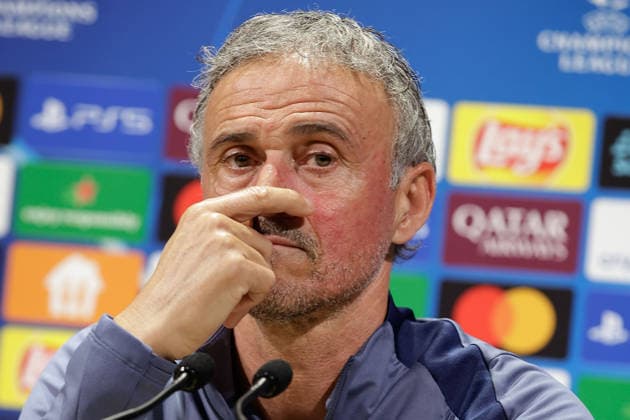 2026.04.27 Paris, Parc des Princes Pressekonferenz von Paris Saint Germain vor dem Halbfinalspiel der Champions League Paris Saint Germain - Bayern Muenchen v.l., Coach, Trainer Luis Enrique (Paris Saint-Germain) nachdenklich Copyright: AntonioxBorga
