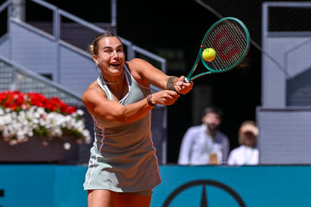 April 27, 2026, Madrid, Madrid, Spain: ARYNA SABALENKA of belarus †NIKE during the Mutua Madrid Open 2026, ATP, Tennis Herren Masters 1000 and WTA, Tennis Damen 1000 tennis tournament, celebrated at Caja Magica on April 26, 2026 in Madrid, Spain. Madrid Spain - ZUMAc312 20260427_zsp_c312_176 Copyright: xOscarxManuelxSanchezx
