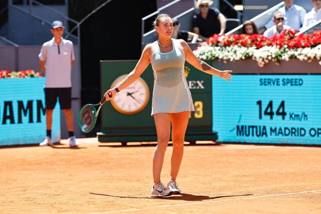 Aryna Sabalenka (BLR), APRIL 27, 2026 - Tennis : Aryna Sabalenka regret after point loss during singles round of 16 match against Naomi Osaka on the WTA, Tennis Damen tour 1000 tournaments Mutua Madrid Open tennis tournament at the Caja Magica in Madrid, Spain. Noxthirdxpartyxsales  aflo_328468648