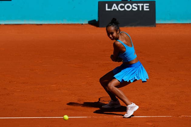 April 27, 2026, Madrid, Madrid, Spain: Leylah Fernandez of Canada in action against Ann Li of USA during the Mutua Madrid Open 2026, ATP, Tennis Herren Masters 1000 and WTA, Tennis Damen 1000, at La Caja Magica on April 27, 2026 in Madrid, Spain. Madrid Spain - ZUMAa181 20260427_zaa_a181_084 Copyright: xDennisxAgyemanx