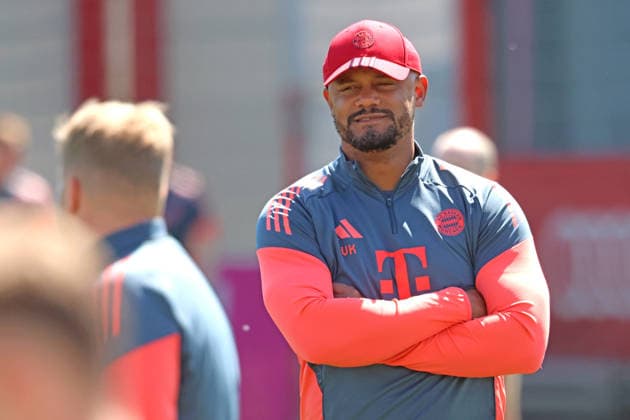 Trainer Vincent Kompany, Porträt, Portrait, Fussball Abschlsstraining des FC Bayern München vor UEFA Champions League, gegen Paris Saint-Germain 27.04.2026 Trainingsgelände, Säbenerstr. FOTO: Mladen Lackovic LakoPress