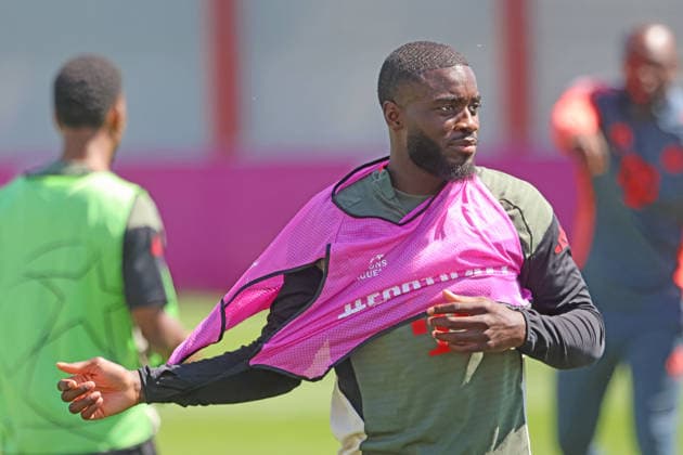 2 Dayot Upamecano, Porträt, Portrait, Fussball Abschlsstraining des FC Bayern München vor UEFA Champions League, gegen Paris Saint-Germain 27.04.2026 Trainingsgelände, Säbenerstr. FOTO: Mladen Lackovic LakoPress