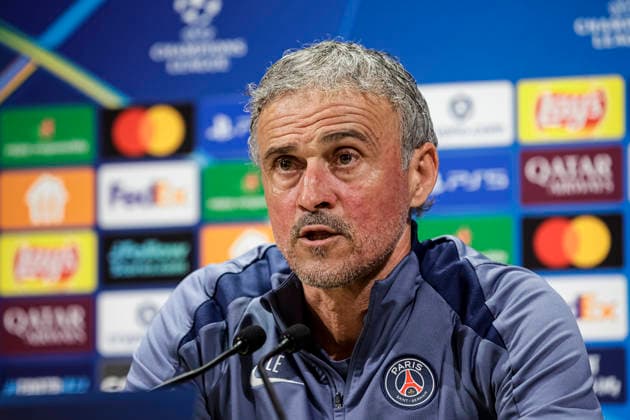 Paris, France - April 27: Paris Saint Germain Head Coach Luis Enrique talks during the training session press conference, PK, Pressekonferenz on day ahead of the UEFA Champions League 2025 26 Semi Final First Leg match between Paris Saint-Germain and FC Bayern Munchen at Parc des Princes on April 27, 2026 in Paris, France. (Photo by JustPictures) Paris Parc des Princes France