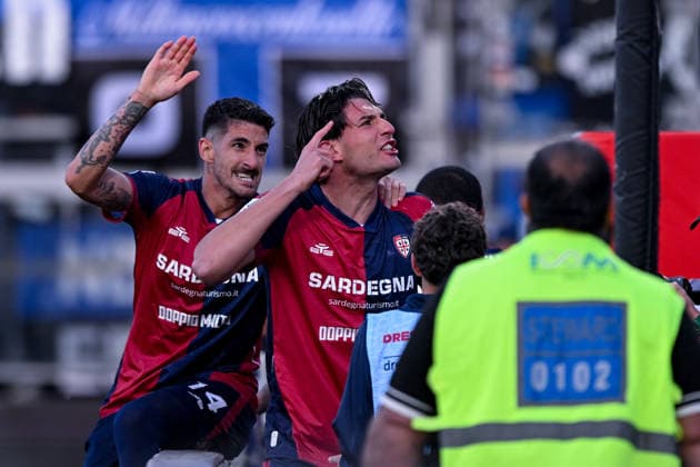 Cagliari s Gennaro Borrelli in action for 3-2 during the Serie A soccer match between Cagliari Calcio and Atalanta at the Unipol Domus in Cagliari, Sardinia - Monday 27th April. - Soccer  Copyright: x Â®xGianlucaxZuddas LaPressex