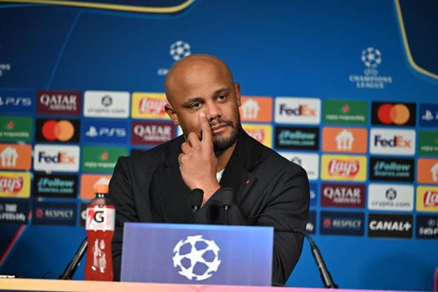 Ahead of PSG v FC Bayern Munich - UEFA Champions League PARIS, FRANCE - APRIL 27: Bayern Munich head coach Vincent Jean Mpoy Kompany and player Dayot Upamecano (not seen) attend a press conference, PK, Pressekonferenz ahead of the UEFA Champions League semi-final first leg match between Paris Saint-Germain and FC Bayern Munich at Parc des Princes in Paris, France on April 27, 2026. Mustafa Yalcin Anadolu Paris France. Editorial use only. Please get in touch for any other usage.  Copyright: x2026xAnadoluxMustafaxYalcinx