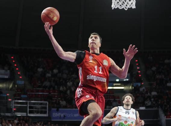 Bayerns 11 Vladimir LUCIC. Basketball: Bayern - Rostock. Bundesliga, FC Bayern Basketball - Rostock Seawolves, 23.Spieltag, Saison 2025-2026, 27.04.2026, in Muenchen, B M W P A R K, Deutschland. Quelle Copyright Credit : Oryk HAIST