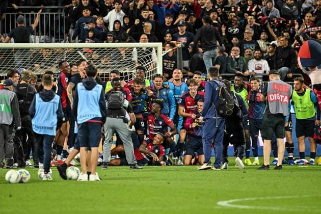 Team Cagliari Calcio, Postgame, Joy during Cagliari Calcio vs Atalanta BC, Italian soccer Serie A match in Cagliari, Italy, April 27 2026  Copyright: xLuigixCanu IPAxSportx xipa-agency.netx xx IPA_74278333 IPA_Agency_IPA74278333