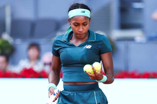 April 27, 2026, Madrid, Madrid, Spain: Coco Gauff of USA plays against Linda Noskova of Czech Republic during the Mutua Madrid Open 2026, ATP, Tennis Herren Masters 1000 and WTA, Tennis Damen 1000, at La Caja Magica on April 27, 2026 in Madrid, Spain. Madrid Spain - ZUMAa181 20260427_zaa_a181_384 Copyright: xIrinaxR.xHipolitox