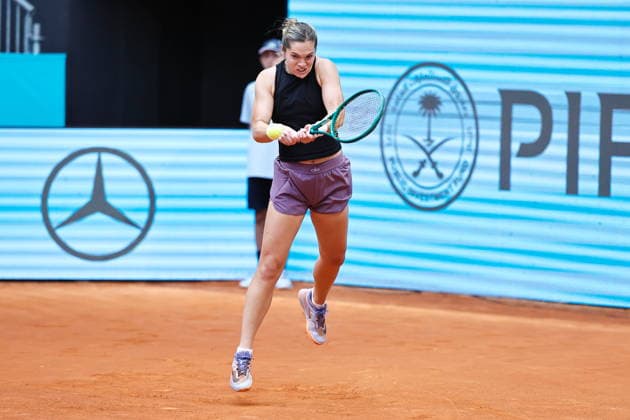 Caty McNally (USA), APRIL 27, 2026 - Tennis : Caty McNally during singles round of 16 match against Marta Kostyuk on the WTA, Tennis Damen tour 1000 tournaments Mutua Madrid Open tennis tournament at the Caja Magica in Madrid, Spain. Noxthirdxpartyxsales  aflo_328491641