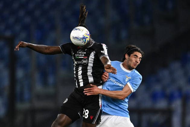 Dc Roma 27 04 2026 - campionato di calcio serie A Lazio-Udinese foto Domenico Cippitelli Image nella foto: Oumar Solet-Matteo Cancellieri 