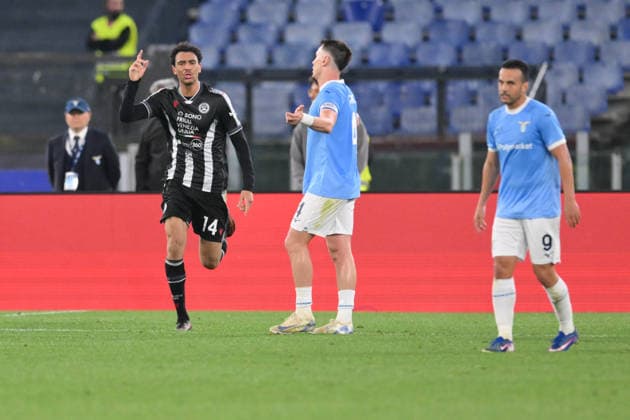 Foto IPP Roberto Ramaccia Roma 27 4 2026 Campionato di Calcio Serie A 2025 2026 Lazio vs Udinese Nella foto Arthur Atta of Udinese celebrates after scoring goal in the 86th minute for 2-2 Italy Photo Press - World Copyright Roma italy Italia ITALY  Copyright: xR4924_italyphotopressx