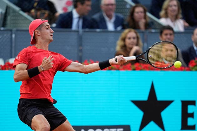 April 27, 2026, Madrid, Madrid, Spain: Terence Atmane of France in action against Alexander Zverev of Germany during the Mutua Madrid Open 2026, ATP, Tennis Herren Masters 1000 and WTA, Tennis Damen 1000, at La Caja Magica on April 27, 2026 in Madrid, Spain. Madrid Spain - ZUMAa181 20260427_zaa_a181_853 Copyright: xDennisxAgyemanx