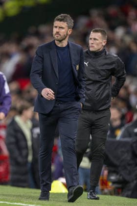 MANCHESTER, ENGLAND, APRIL 27: Michael Carrick, head coach of Manchester United, ManU during a Premier League match between Manchester United and Brentford at Old Trafford in Manchester. (Photo by Will Palmer Sports Press Photo) Copyright: xWillxPalmer SportsxPressxPhotox Sportspressphoto_SPR138091