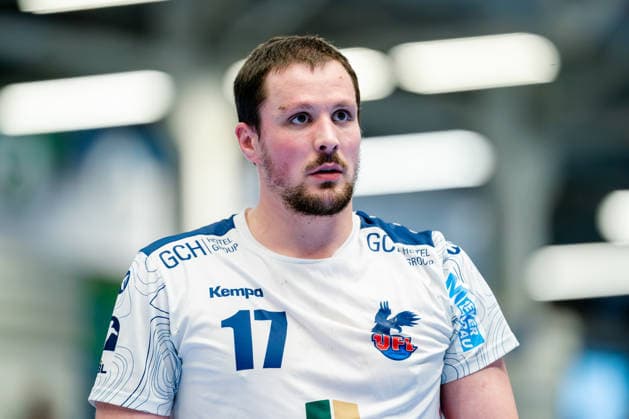 Dormagen, 27.04.2026, Handball, Herren, 2. Bundesliga, 29. Spieltag, 2025 2026: TSV Bayer Dormagen 1. VFL Potsdam Jannek Klein (1. VfL Potsdam, 17) während des Spiels