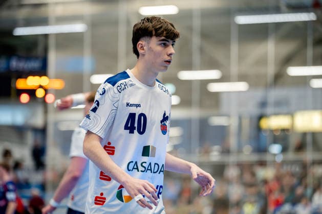 Dormagen, 27.04.2026, Handball, Herren, 2. Bundesliga, 29. Spieltag, 2025 2026: TSV Bayer Dormagen 1. VFL Potsdam Paul Hagen (1. VfL Potsdam, 40) während des Spiels