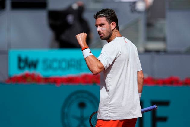 April 28, 2026, Madrid, Madrid, Spain: Cameron Norrie of Great Britain reacts against Jannik Sinner of Italy during the Mutua Madrid Open 2026, ATP, Tennis Herren Masters 1000 and WTA, Tennis Damen 1000, at La Caja Magica on April 28, 2026 in Madrid, Spain. Mutua Madrid Open 2026 - Day 9 - ZUMAa181 20260428_zaa_a181_016 Copyright: xOscarxJ.xBarrosox