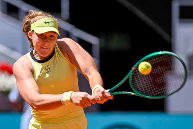April 28, 2026, Madrid, Madrid, Spain: MIRRA ANDREEVA of Russian †WILSON during the Mutua Madrid Open 2026, ATP, Tennis Herren Masters 1000 and WTA, Tennis Damen 1000 tennis tournament, celebrated at Caja Magica on April 28, 2026 in Madrid, Spain. Madrid Spain - ZUMAc312 20260428_zsp_c312_212 Copyright: xOscarxManuelxSanchezx
