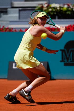 April 28, 2026, Madrid, Madrid, Spain: Mirra Andreeva of Russia plays against Leylah Fernandez of Canada during the Mutua Madrid Open 2026, ATP, Tennis Herren Masters 1000 and WTA, Tennis Damen 1000, at La Caja Magica on April 28, 2026 in Madrid, Spain. Madrid Spain - ZUMAa181 20260428_zaa_a181_203 Copyright: xOscarxJ.xBarrosox