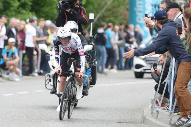 28.04.2026 Villars-sur-Glane, SCHWEIZ, Tour de Romandie 2026 Prolog Villars sur Glane - Villars sur Glane Tadej Pogacar SLO Team UAE Emirates