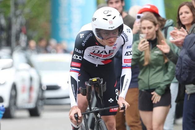 28.04.2026 Villars-sur-Glane, SCHWEIZ, Tour de Romandie 2026 Prolog Villars sur Glane - Villars sur Glane Tadej Pogacar SLO Team UAE Emirates