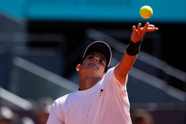 April 28, 2026, Madrid, Madrid, Spain: Rafael Jodar of Spain plays against Vit Kopriva of Czech Republic during the Mutua Madrid Open 2026, ATP, Tennis Herren Masters 1000 and WTA, Tennis Damen 1000, at La Caja Magica on April 28, 2026 in Madrid, Spain. Madrid Spain - ZUMAa181 20260428_zaa_a181_248 Copyright: xOscarxJ.xBarrosox