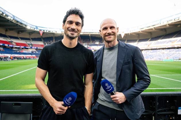 Benedikt HoÌˆwedes und Mats Hummels, Paris Saint-Germain vs. FC Bayern München, Champions League, Halbfinale, 28.04.2026 Paris Paris Frankreich