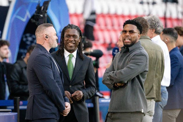 Hendrik Lamar, Wayne Rooney und Clarence Seedorf, Paris Saint-Germain vs. FC Bayern München, Champions League, Halbfinale, 28.04.2026 Paris Paris Frankreich
