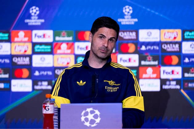 UEFA champions league - Atletico de Madrid vs Arsenal MADRID,SPAIN - 28 April:Head coach of Arsenal Mikel Arteta during the pre-match press conference, PK, Pressekonferenz of the UEFA Champions League 2025 26 semifinal first Leg match between Atletico de Madrid and Arsenal at Riyadh Air Metropolitano Stadium. (Photo by Guille Martinez f22photo) Madrid Riyadh Air Metropolitano Stadium Spain Copyright: xGuillermoxMartinezx